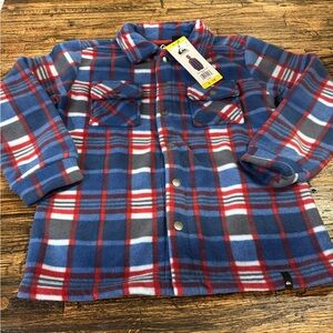 NWT. 2 Quiksilver Youth Fleece Shirt Jackets. One Gray and One Plaid. Size 7/8.